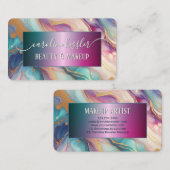 Roze Paarse Turquoise Blauwgroen Blauw Goud Gemarm Visitekaartje (Voorkant / Achterkant)