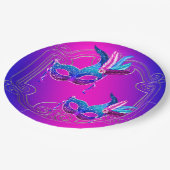 Roze Paarse Turquoise Masquerade Papieren Bordje (Gekanteld)