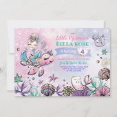 Roze Paarse Turquoise Mermaid Pool Party Birthday Kaart (Voorkant)