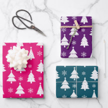 Roze, Paarse & Turquoise Winter Kerstboom Patroon