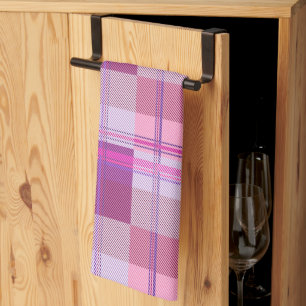 Roze Paarse Twill Geruite Keukenhanddoek Afdroogdo