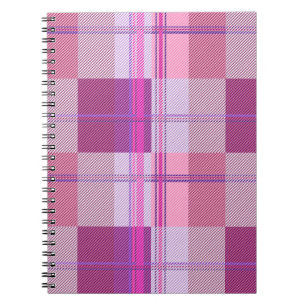 Roze Paarse Twill Geruite Spiraal Notebook Notitieboek