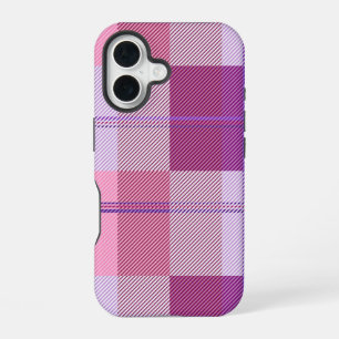 Roze Paarse Twill Plaid iPhone Hoesje Aesthetic iPhone 16 Hoesje