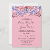 Roze Paarse uitnodiging voor een huwelijk (Voorkant)