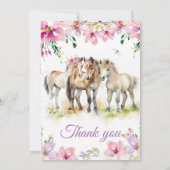 Roze Paarse uitnodiging voor geboorte van paarden (Achterkant)