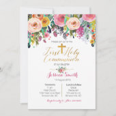 Roze Paarse uitnodigingen van de Eerste Heilige Co (Voorkant)