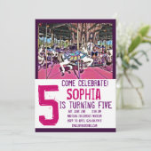 Roze Paarse uitvindingen van de carrouselpaarden Kaart (Staand voorkant)