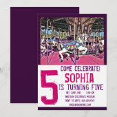 Roze Paarse uitvindingen van de carrouselpaarden Kaart (Voorkant / Achterkant)