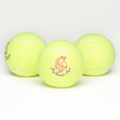 Roze Paarse Unicorn Cute Speciaal Kinder Naam Tennisballen (Multi)