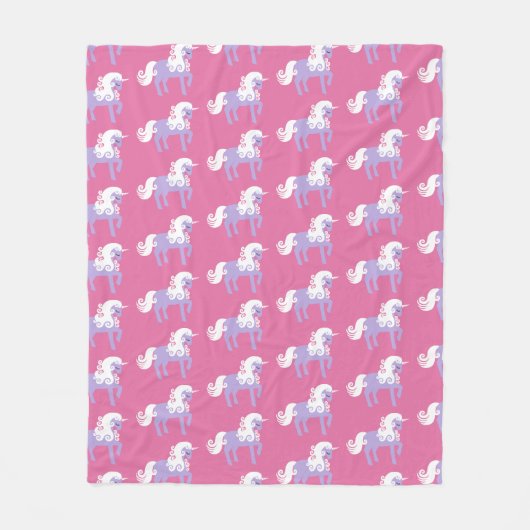 Roze Paarse Unicorn Fleece Deken (Voorkant)
