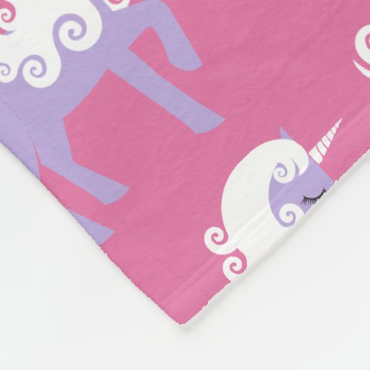 Roze Paarse Unicorn Fleece Deken (Hoek)