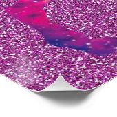 Roze Paarse Unicorn Glitter Name Poster (Hoek)