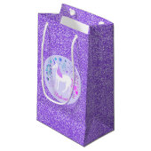 Roze Paarse Unicorn Glitter Personalized Klein Cadeauzakje (Voorkant Gekanteld)
