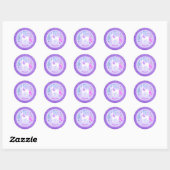 Roze Paarse Unicorn Glitter Personalized Ronde Sticker (Vel)