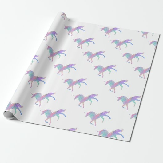 Roze Paarse Unicorn Magical Cadeaupapier (Uitgerold)