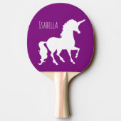 Roze Paarse Unicorn Silhouette Kinder Gepersonalis Tafeltennisbatje (Achterkant)