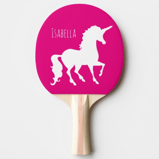 Roze Paarse Unicorn Silhouette Kinder Gepersonalis Tafeltennisbatje (Voorkant)