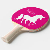Roze Paarse Unicorn Silhouette Kinder Gepersonalis Tafeltennisbatje (Voorkant Gekanteld)