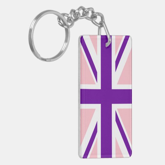 Roze Paarse UniJack Sleutelhanger (Voorkant Links)