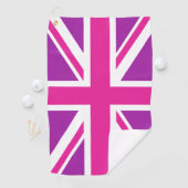 Roze & Paarse Union Jack/Vlag Golfhanddoek (Insitu)