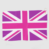 Roze & Paarse Union Jack/Vlag Golfhanddoek (Horizontaal)