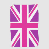 Roze & Paarse Union Jack/Vlag Golfhanddoek (Voorkant)