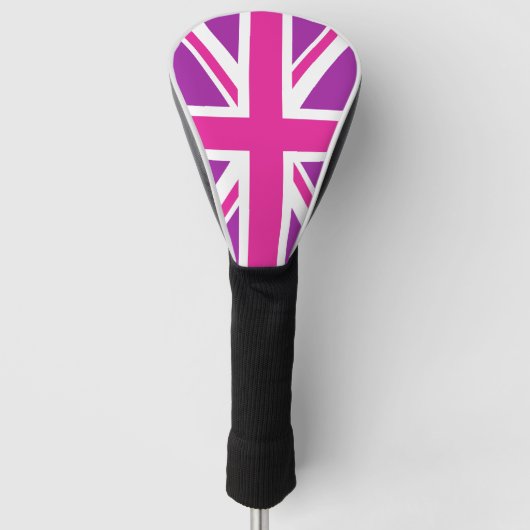 Roze & Paarse Union Jack/Vlag Golfheadcover (Voorkant)