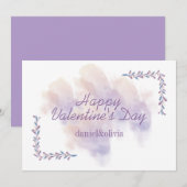 Roze Paarse Valentijnsdag Bedankkaart (Voorkant / Achterkant)