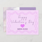 Roze - Paarse Valentijnsdag Feestdagenkaart (Voorkant / Achterkant)