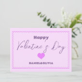Roze - Paarse Valentijnsdag Kaart (Staand voorkant)