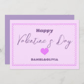 Roze - Paarse Valentijnsdag Kaart (Voorkant / Achterkant)