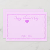 Roze - Paarse Valentijnsdag Kaart (Voorkant / Achterkant)