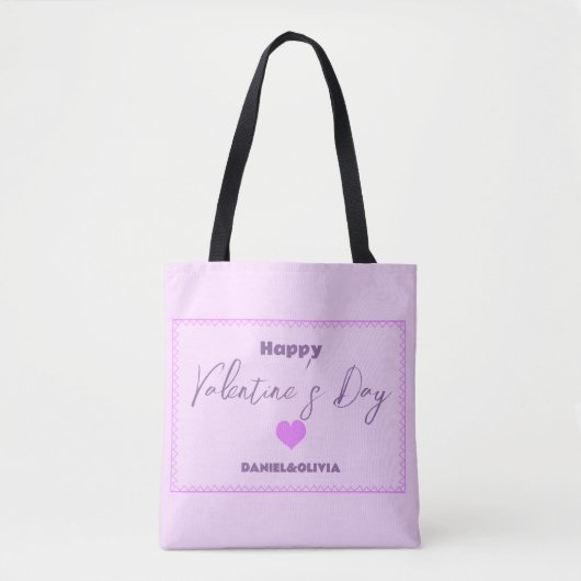 Roze - Paarse Valentijnsdag Tote Bag (Voorkant)