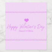 Roze - Paarse Valentijnsdag Wijn Etiket (Enkel label)