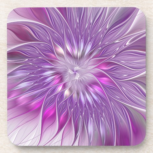 Roze Paarse ventilatorpassie Abstract fractal Art Bier Onderzetter (Voorkant)