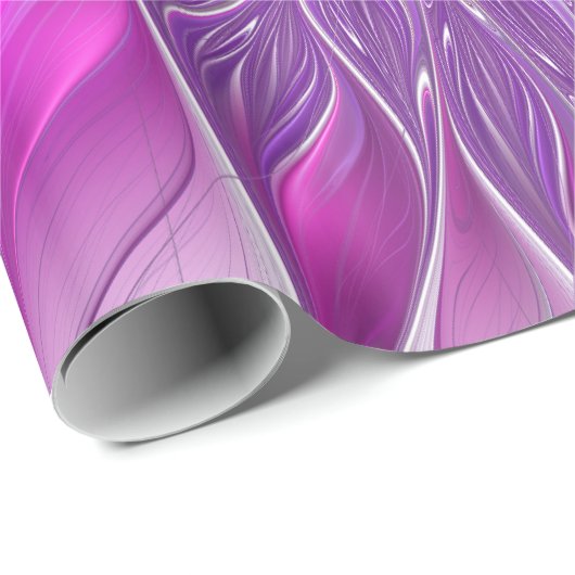 Roze Paarse ventilatorpassie Abstract fractal Art Cadeaupapier (Rol Hoek)