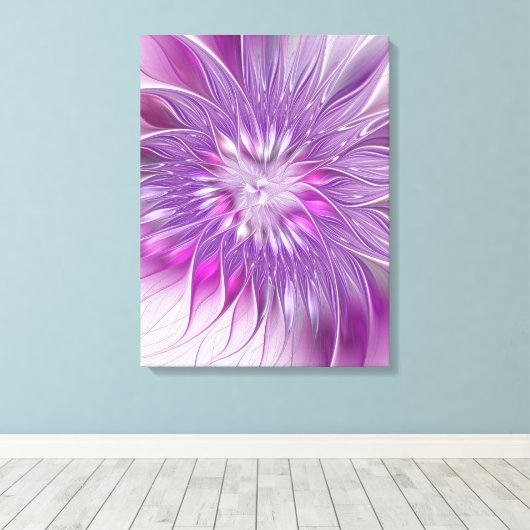 Roze Paarse ventilatorpassie Abstract fractal Art Canvas Afdruk (Insitu (Houten vloer))