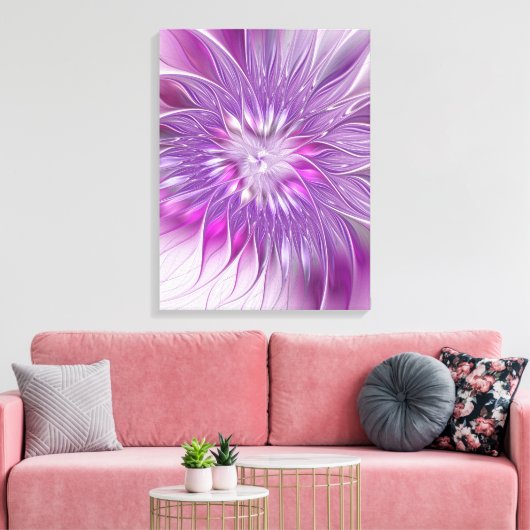 Roze Paarse ventilatorpassie Abstract fractal Art Canvas Afdruk (Insitu (Woonkamer))