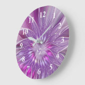 Roze Paarse ventilatorpassie Abstract fractal Art Grote Klok (Hoek)