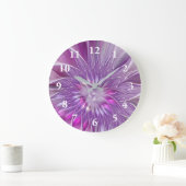 Roze Paarse ventilatorpassie Abstract fractal Art Grote Klok (Huis)