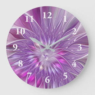 Roze Paarse ventilatorpassie Abstract fractal Art Grote Klok