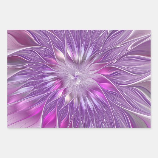 Roze Paarse ventilatorpassie Abstract fractal Art Inpakpapier Vel (Voorkant 3)