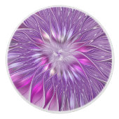 Roze Paarse ventilatorpassie Abstract fractal Art Keramische Knop (Voorkant)