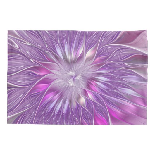 Roze Paarse ventilatorpassie Abstract fractal Art Kussensloop (Achterkant)