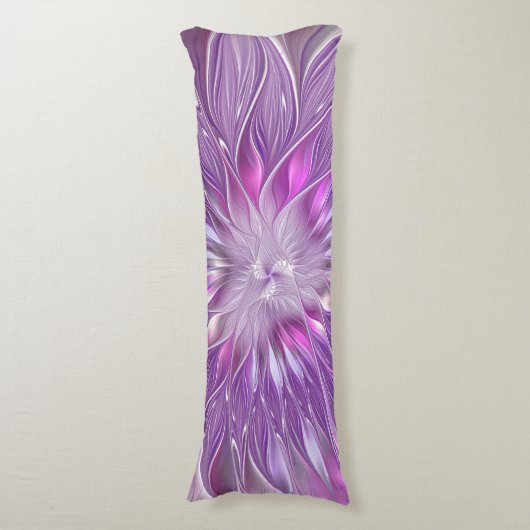 Roze Paarse ventilatorpassie Abstract fractal Art Lichaamskussen (Voorkant Verticaal)