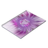 Roze Paarse ventilatorpassie Abstract fractal Art Notitieboek (Linkerzijde)