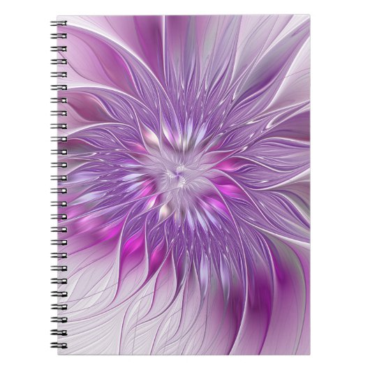 Roze Paarse ventilatorpassie Abstract fractal Art Notitieboek (Voorkant)