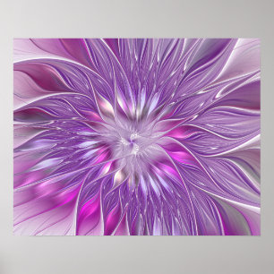 Roze Paarse ventilatorpassie Abstract fractal Art Poster