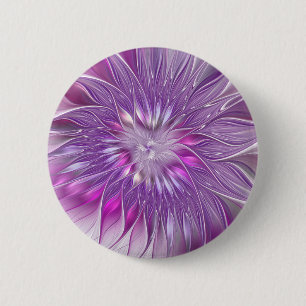 Roze Paarse ventilatorpassie Abstract fractal Art Ronde Button 5,7 Cm