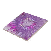 Roze Paarse ventilatorpassie Abstract fractal Art Tegeltje (Zijkant)